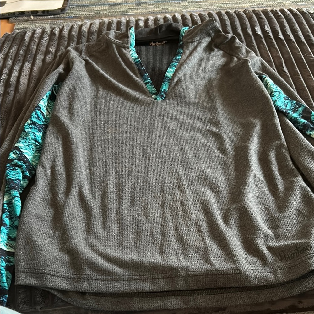 Hurley Gray and Teal Women's Sweatshirt